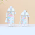 Factory custom cartoon cute kids water bottle student straw water jug big belly gift cup portable plastic water cup