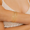 New arrival: cross-border fashion versatile 26-letter bracelet set - 14k gold plated, lightweight luxury, stackable bracelet jewelry for women