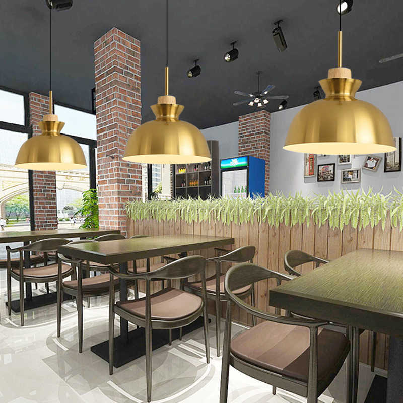 Gold catering chandelier copper card seat box bar counter store commercial hot pot restaurant buffet restaurant industrial wind lamp