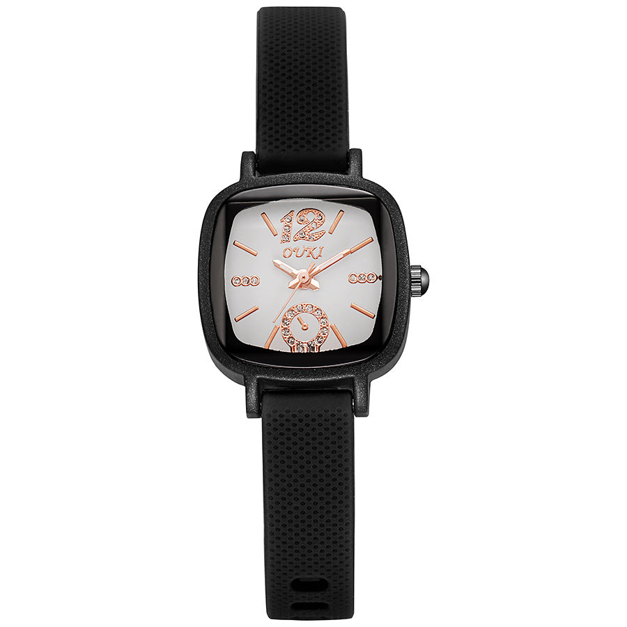 Ouki new tiktok cross-border high-value in-stock square watch silicone strap student watch women's watch wholesale