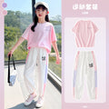 Girls' activewear set -  new stylish kids' fashionable trendy short sleeve casual summer outfit for girls (mid to big kids)