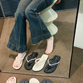 Summernew arrivalpure colorfashioneasiest for match pearl flip-flops women's sandals flats low heel classy women's shoes