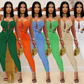 C7489 cross-border   fashion women's casual sexy halter backless solid color jumpsuit