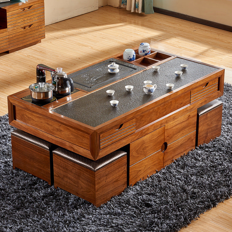 Multifunctional living room marble coffee table tea table all-in-one modern casualaccessible luxury balcony coffee table office kung fu tea table