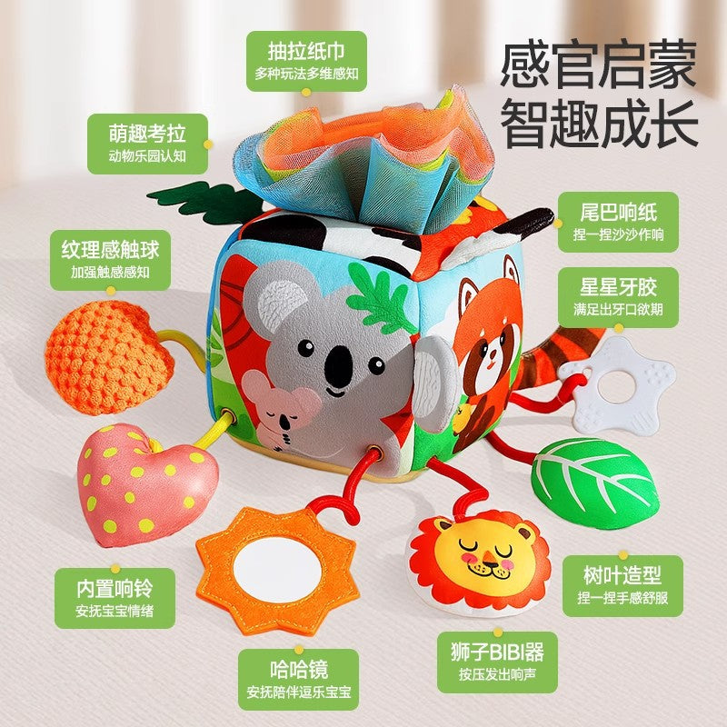 infant pendant bedside bed bell rattle fabric soothing toy baby crab animal paper pull fun
