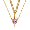 European and american new arrival hot selling pink crystal heart dagger pendant layered necklace french design women's clavicle chain