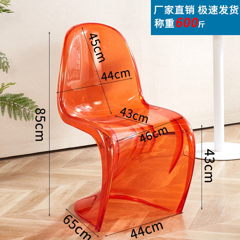 Pantone chair art light luxury dining chair popular transparent plastic chair scandinavian for home modern casual backrest makeup stool