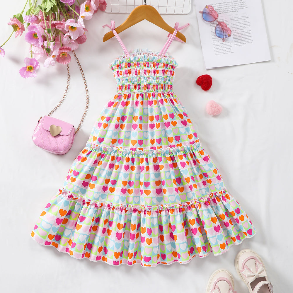 Children's suspender heart dress suspender skirt