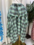 Colorful plaid elastic waistband free sizeasymmetrical hem large hem skirt tie backfashioneasiest for match