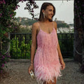 summer new fashion tassel sequin feather patchwork dress -  bestseller, ready to ship for women