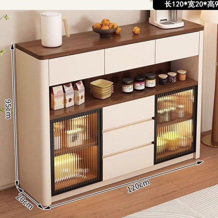 Medieval style sideboard changhong glass with lights for home restaurant tea storage cabinet cream style multifunctional water bar cabinet