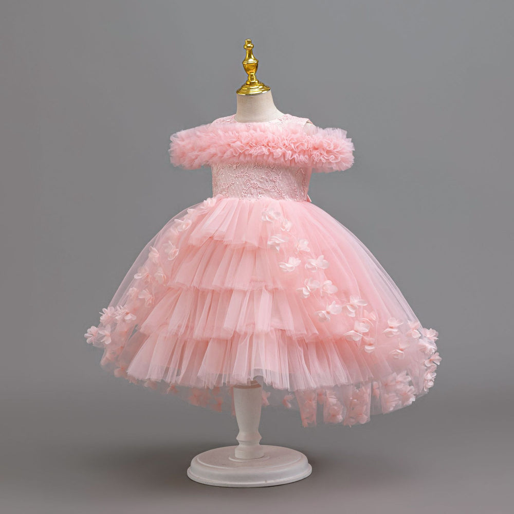 Ready-to-ship new children's formal dress - floral train princess dress for little girls, perfect for piano recitals and performances