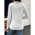 women's cross-border ribbed knit v-neck sweater - stand collar half-open long sleeve casual pullover