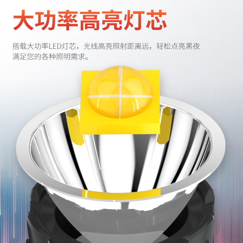 Direct sales, explosion-proof strong light LED flashlight, waterproof searchlight, outdoor charging emergency rescue fire portable light