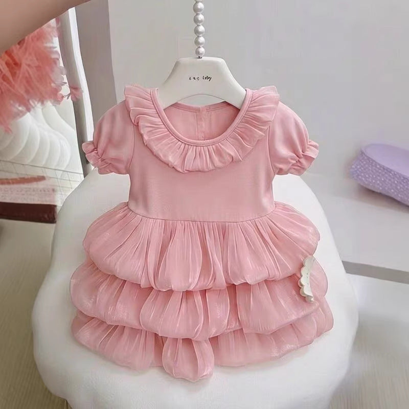 【wenqi】girls' dress  new summer forest style dress for girls, cake dress, first birthday dress for children