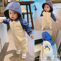 Baby autumn clothes one-piece small maruko raglan sleeves fleece-lined hooded one-piece rompers newborn spring & fall pajamas