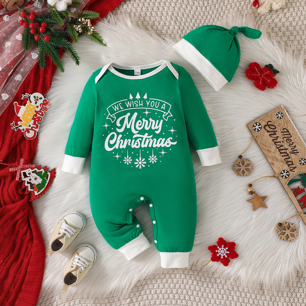 european and american hot-selling new boys' christmas romper + hat two-piece set - direct from cross-border manufacturer