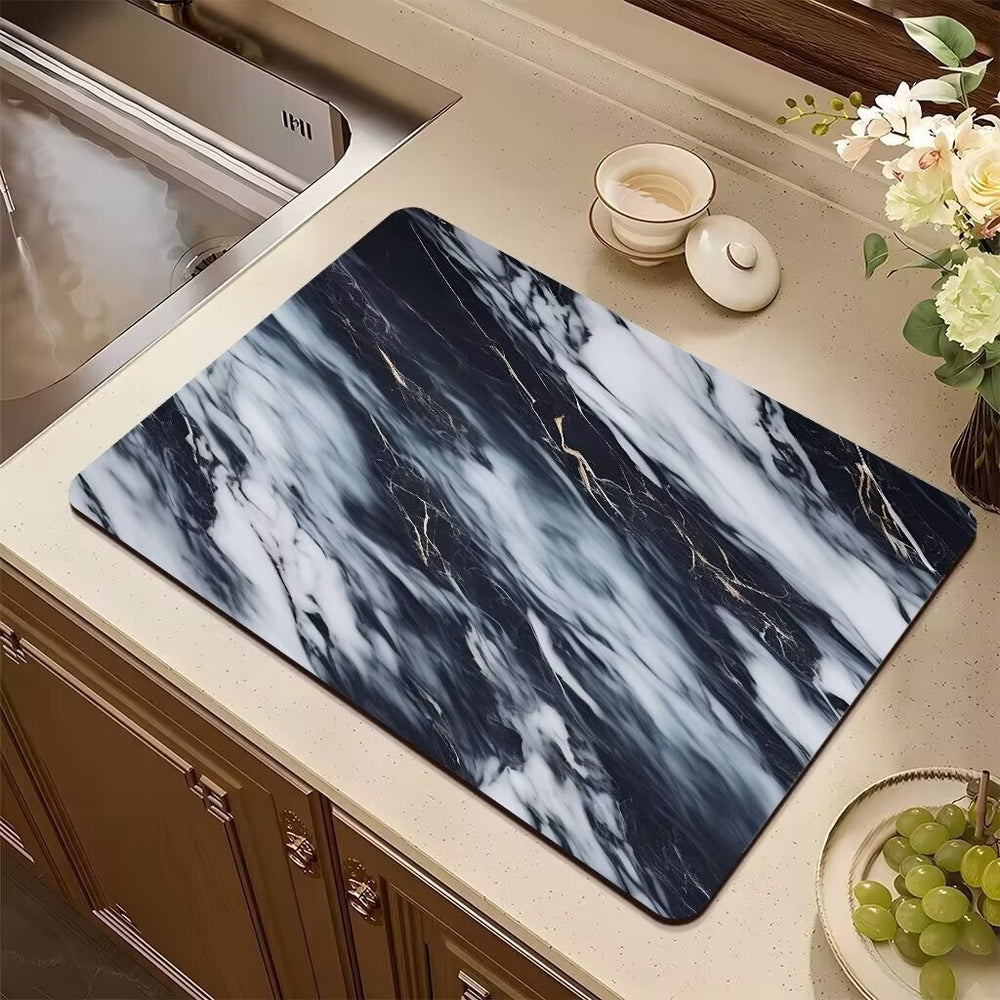 Marble diatom mud kitchen drainage mat dining table heat insulation oven mitts mat bowl and plate drying mat countertop absorbent mat