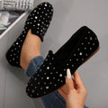 plus sizeexport slip-on women's shoes trendy british bean shoes rhinestone casual suede flatsflats