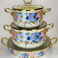 Factory direct sales cross-border hot selling thousands of charming flowers, birds and flowers enamel soup pot 20cm24cm30cm