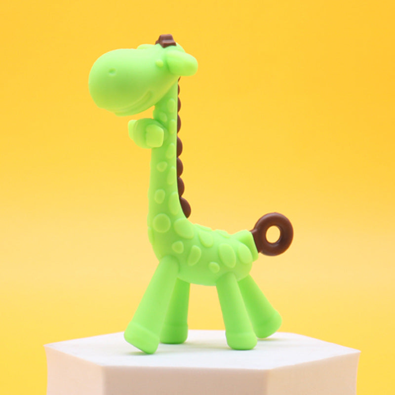 Baby molar stick food grade silicone bite music 6 months teething period baby soothing bite glue giraffe toothpaste