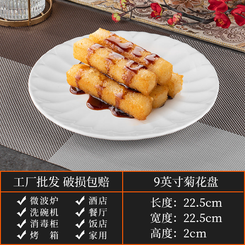 High-end ceramic pure cabbage plate, special-shaped asymmetrical cold dish plate, stir-fry plate, tableware for restaurants and hotels