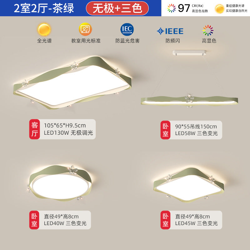 Living room light modern simple atmosphere super bright hall full spectrum cream wind bedroom lighting combination whole house package