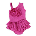 Children's clothing cross-border fashionsummergirl rose red suspender tops + skirt pants suit