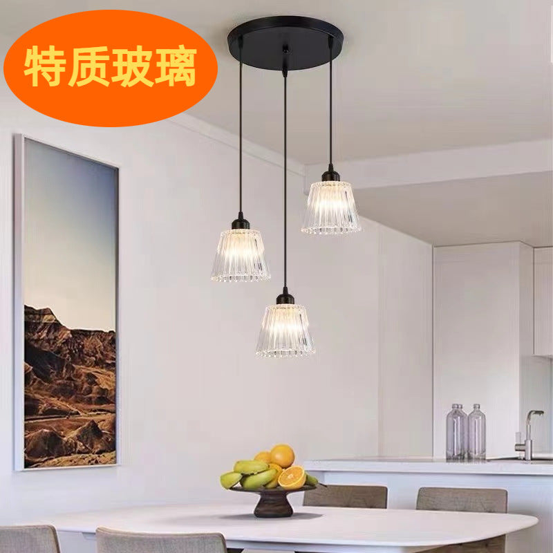 Minimalist personalized bar lighting aisle light luxury Internet celebrity meal restaurant chandelier three modern creative glass chandelier