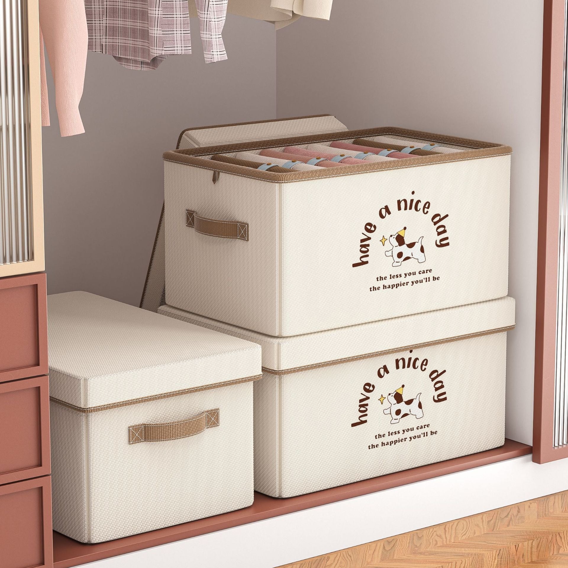 Star dog cloth heaven and earth cover art storage box household clothes clothing storage box large capacity folding wardrobe storage box