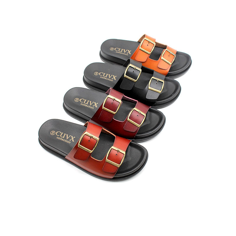 Cross-border direct sales spot thick-soled cool slippers women's fashion buckle beach shoes one-word slippers Ladies slippers