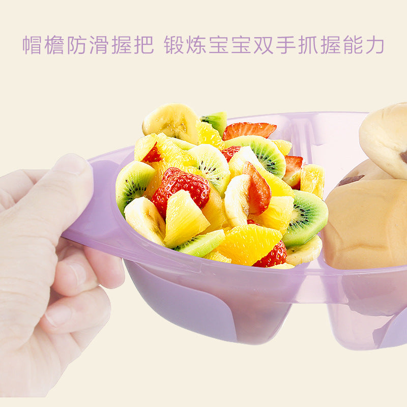 Newborn baby bowl and spoon set - baby food bowl, feeding bowl, divided plate, temperature-sensitive spoon, portable and drop-proof children's tableware