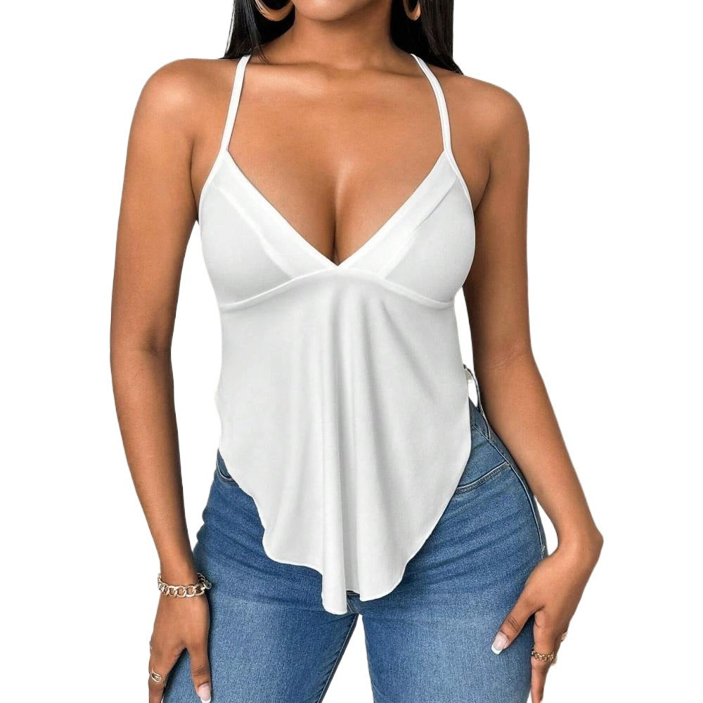 cross-border women's spring/summer new arrivals: sexy camisole, backless design, unique slim-fit top
