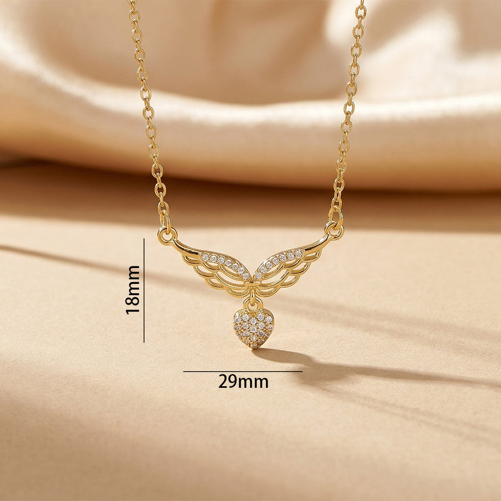Popular popular style full diamond easiest for match heart wings necklace accessible luxury niche jewelry for women high-end non-fading clavicle chain