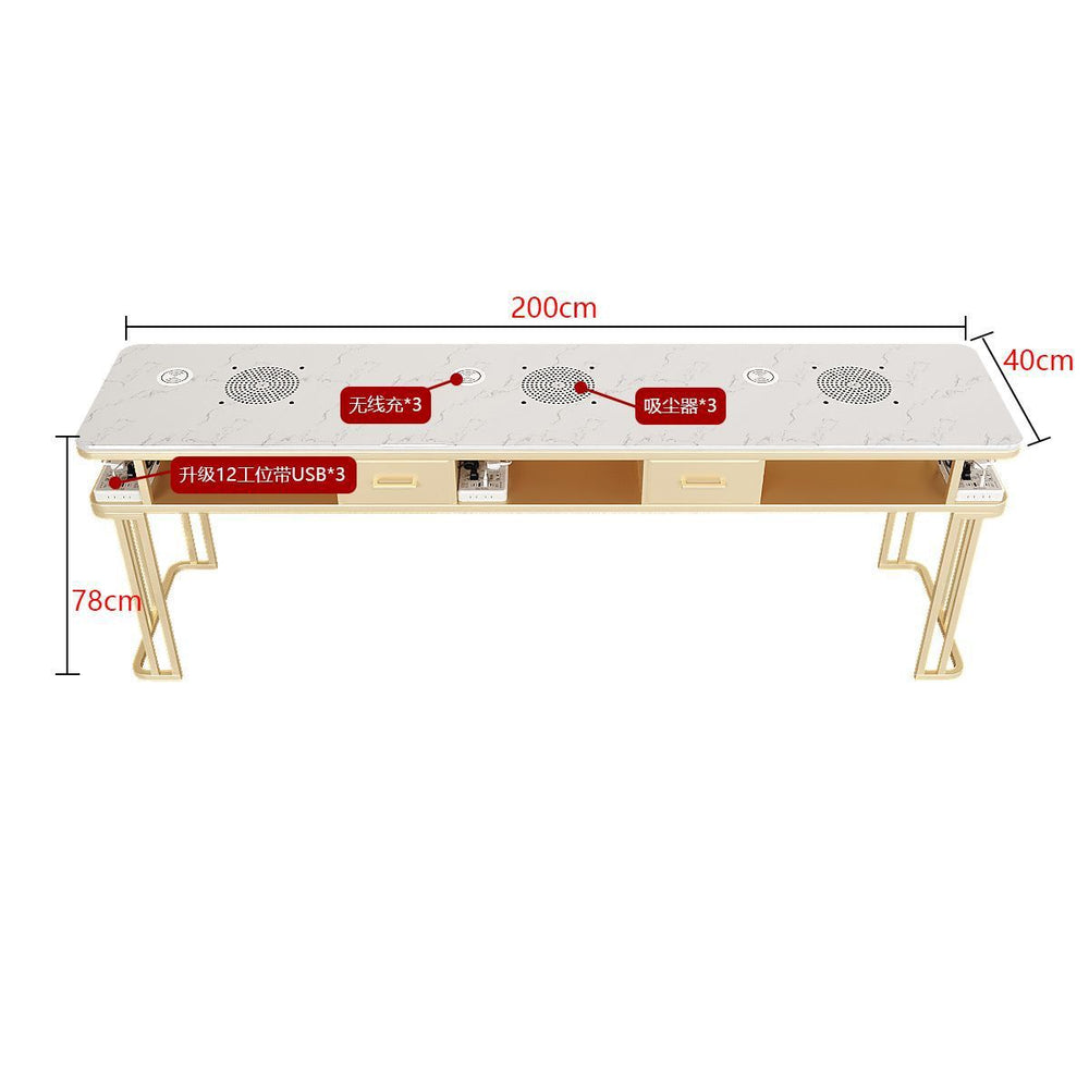 New arrivalpopular nail art table and chair suit single double light luxury vacuum cleaner makeup nail art shop manicure table imitation marble