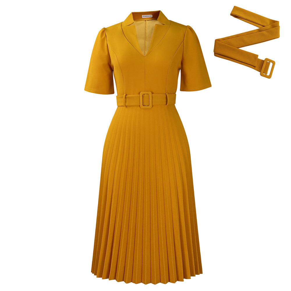 D563export cross-border women's summer new short-sleeved v neck pleated high waistfashionelegant waist african dress