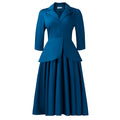 D3351 european and american style women's autumn fashion three-quarter sleeve blazer collar solid color large skirt plus size african dress