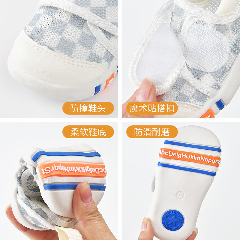 Baby sandals for boys, summer first walker shoes, 0-1-2 years old infant anti-slip soft sole mesh shoes for babies and toddlers, baby girl shoes