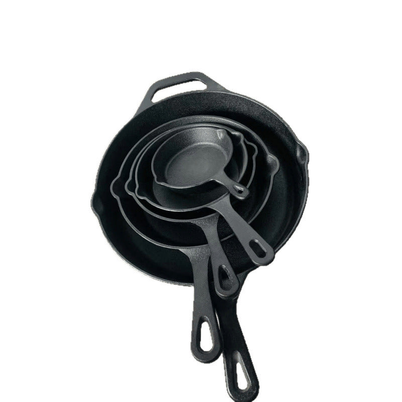 cast iron pan, integrated flat-bottomed steak frying pan 10-inch five pieces, set in stock