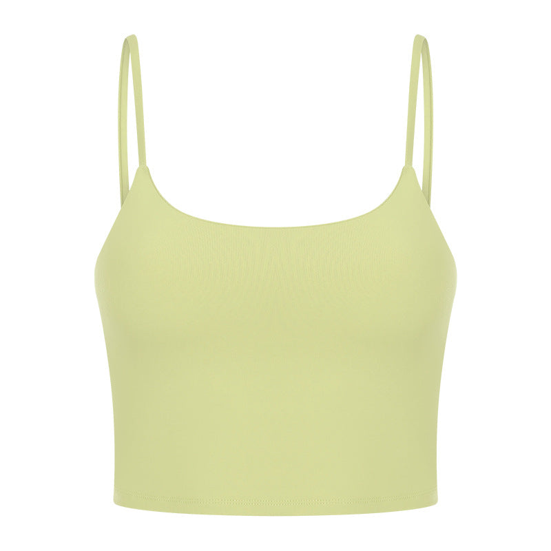 New women's sports yoga tank top with built-in bra pads, sexy spaghetti strap racerback fitness top, yoga camisole c5238