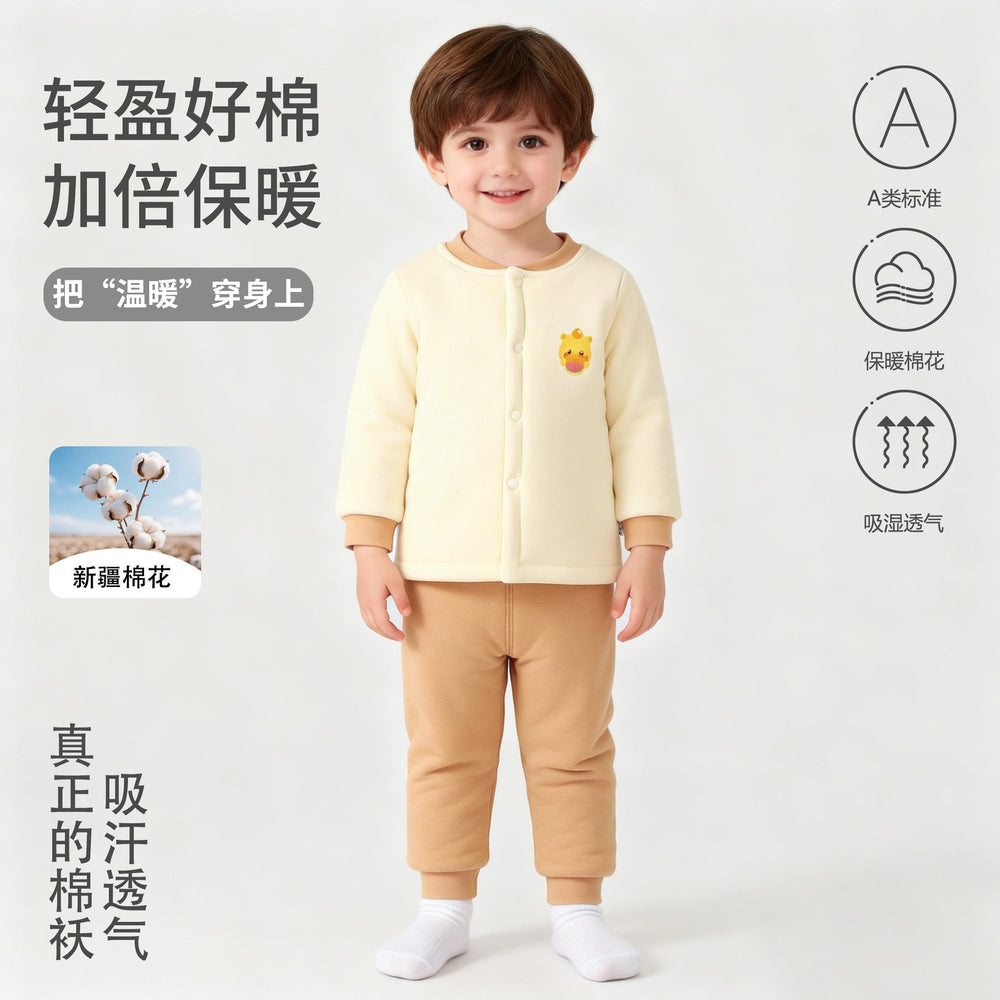 200g autumn/winter new arrival: handmade cotton baby clothes - high-waisted two-piece outfit for boys and girls - wholesale cotton sets for outdoor wear