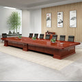 Large conference table long table casual modern office conference room table and chair combination strip paint solid wood leather conference table