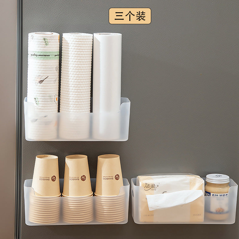 Kitchen seasoning, bathroom tissue sundries storage box, plastic refrigerator side multi-functional plastic wrap wall-mounted storage box