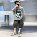 Boys' short-sleeve t-shirt and shorts set - summer  new collection - trendy summer clothing for older boys - kids' summer outfits - children's tops