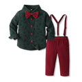New autumn children's shirt printed christmas long sleeve bow tie mid-to-large kids gentleman's formal wear set customized children's clothing