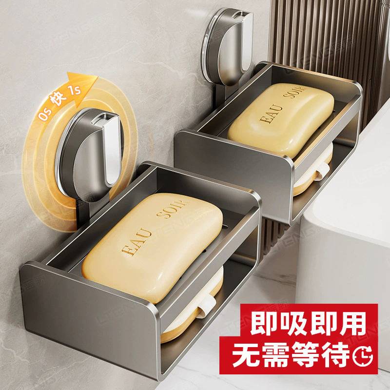 Household Suction Cup Soap Box Shelf Toilet Bathroom Sink Free Punching Wall Hanging Sponge Soap Drain Box