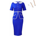 D585  foreign trade women's new summer short-sleeve fashionable elegant ol color block high waist african dress