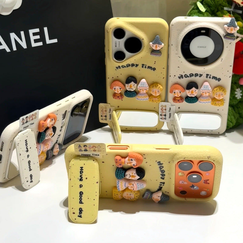Three-dimensional fun doll leather pattern suitable for apple 17promax mobile phone case iphone15 protective anti-fall sheath 13