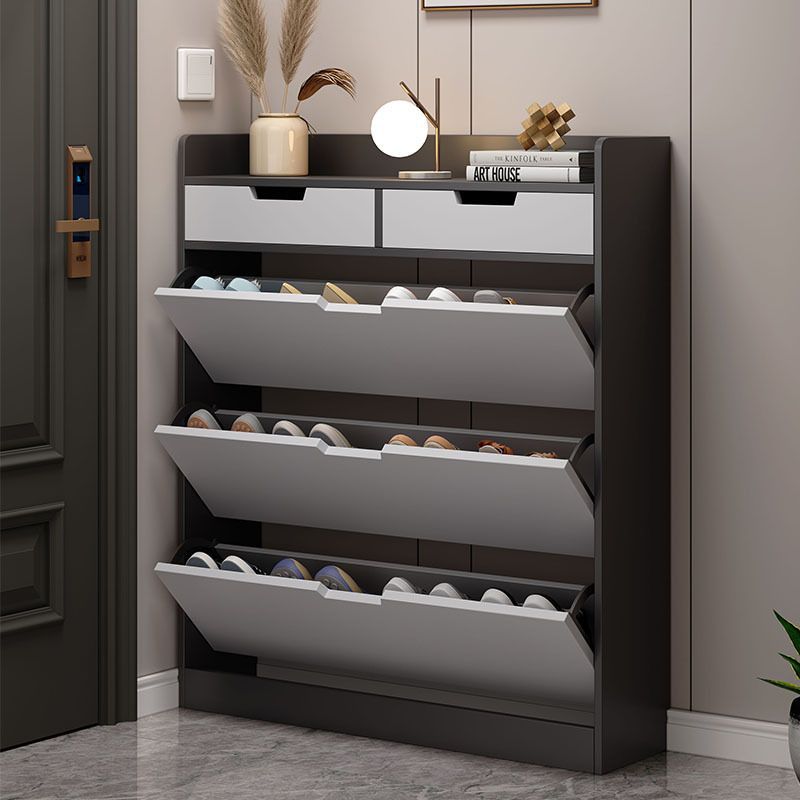 Modern slim flip-down shoe cabinet for entryway, minimalist home use, small apartment, 17cm height, easy storage shoe rack