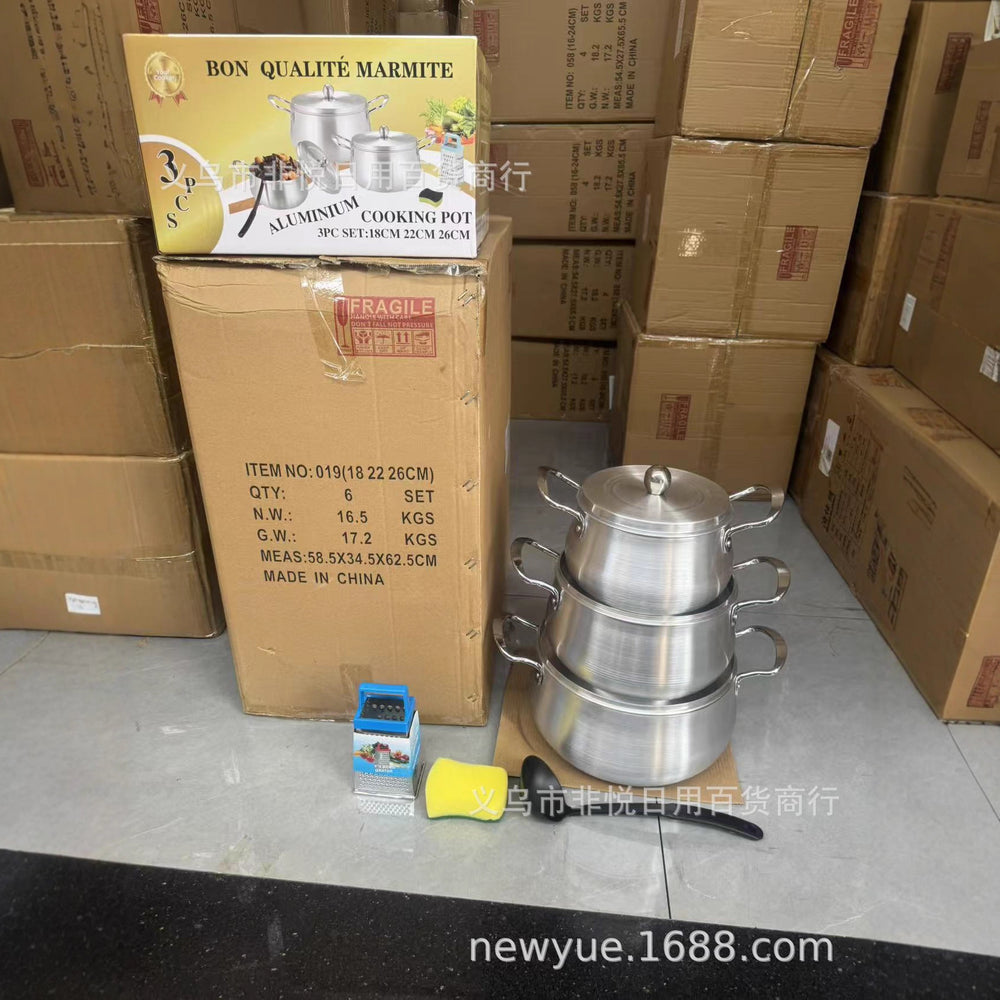 Factory direct sales cross aluminumpot environment aluminum pot for home pot multi-functional aluminum pot kitchen commercial aluminum pot 3-piece set